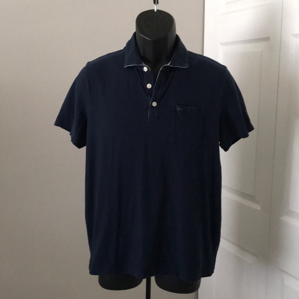 MICHAEL KORS Mens Navy Blue Cotton Polo Shirt | M